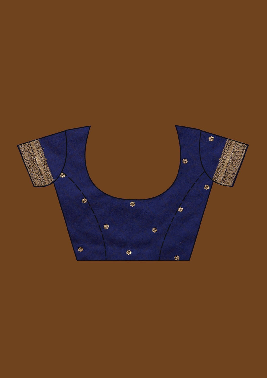 Navy Blue Zariwork Banarasi Designer Saree - Koskii