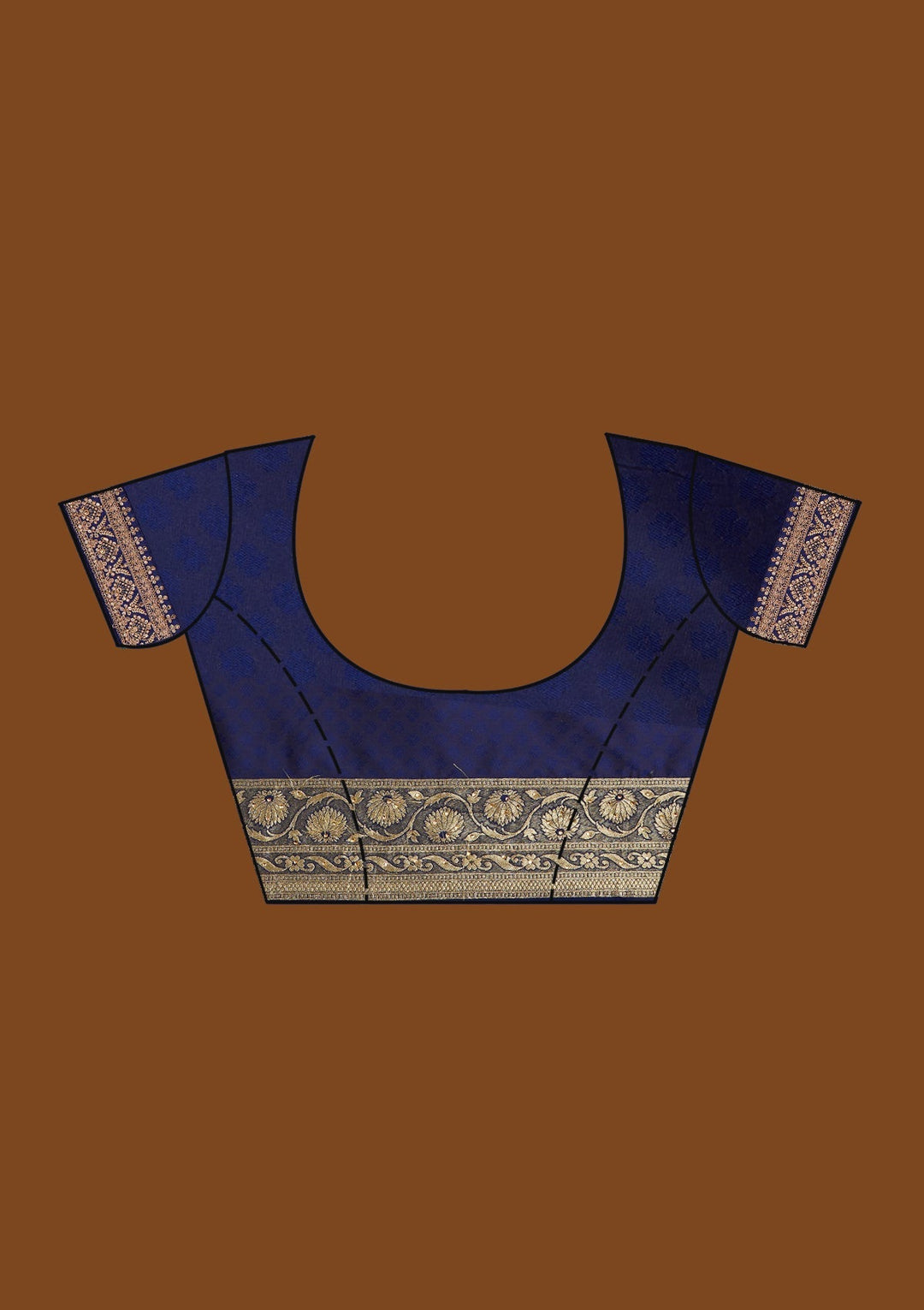 Navy Blue Zariwork Banarasi Designer Saree - Koskii