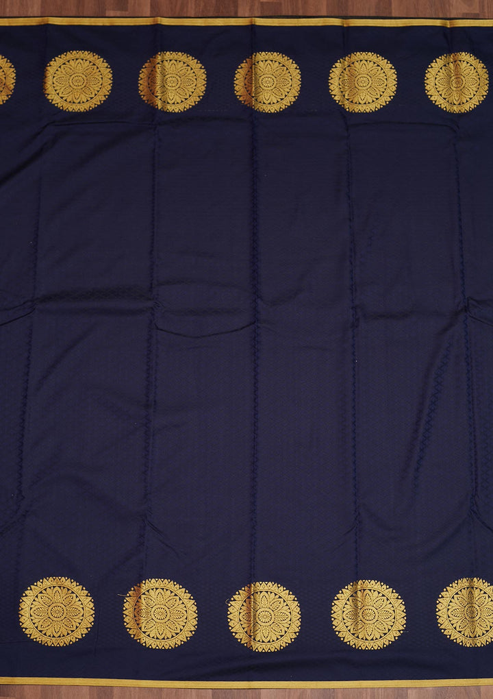 Navy Blue Zariwork Banarasi Saree - Koskii