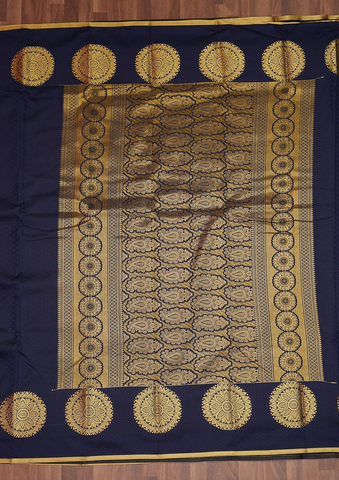 Navy Blue Zariwork Banarasi Saree - Koskii