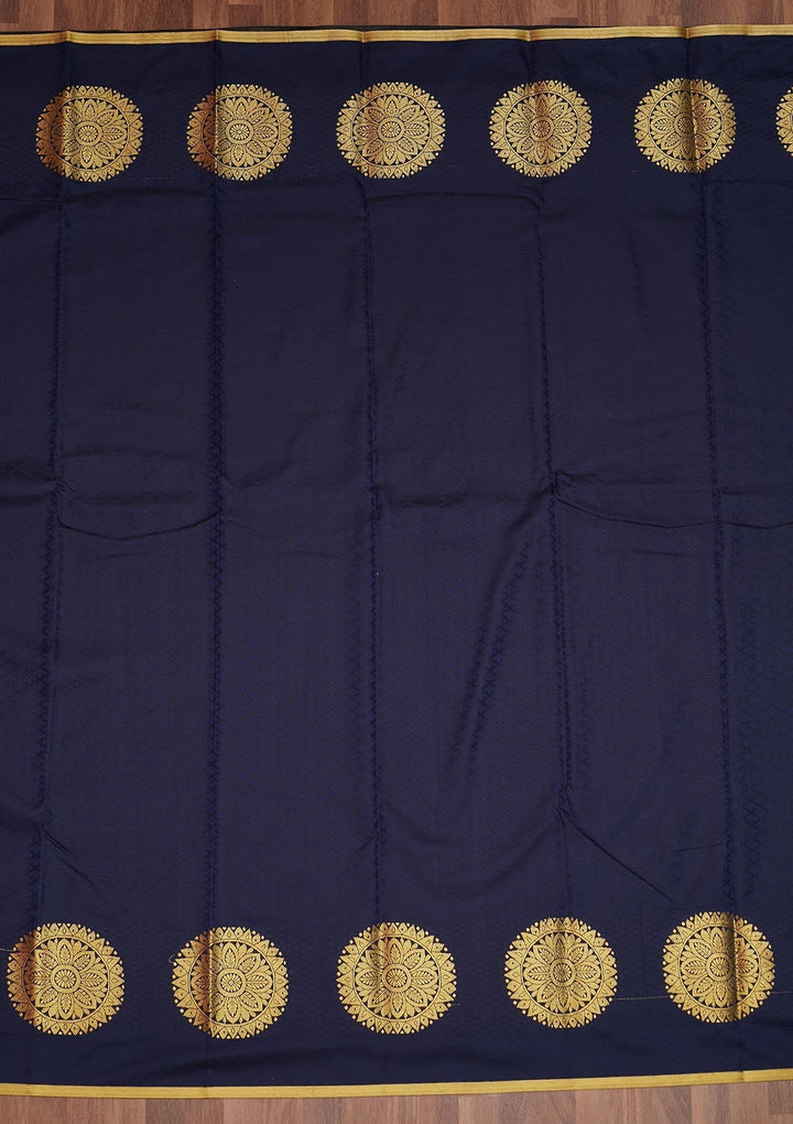 Navy Blue Zariwork Banarasi Saree - Koskii