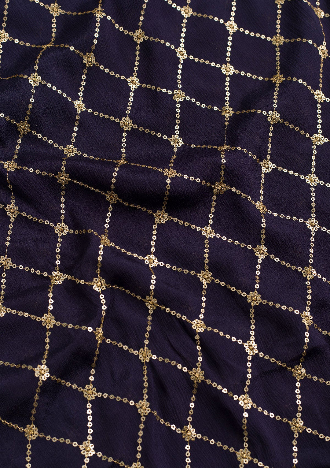 Navy Blue Zariwork Chiffon Dupatta-Koskii