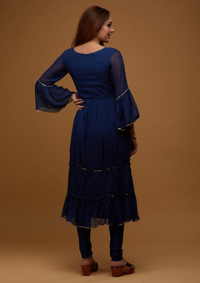 Navy Blue Zariwork Georgette Designer Salwar Suit - Koskii