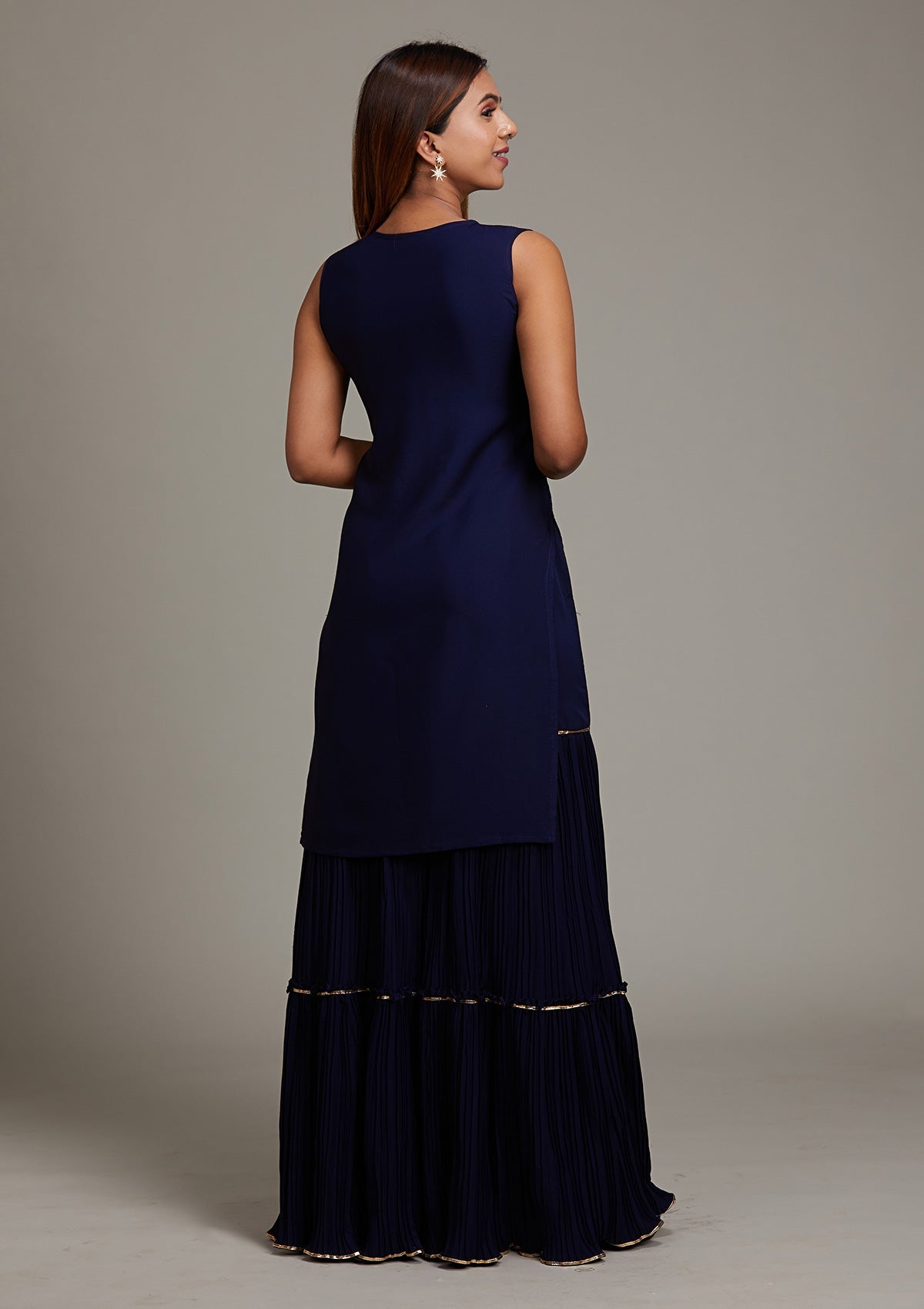 Navy Blue Zariwork Georgette Salwar Suit-Koskii