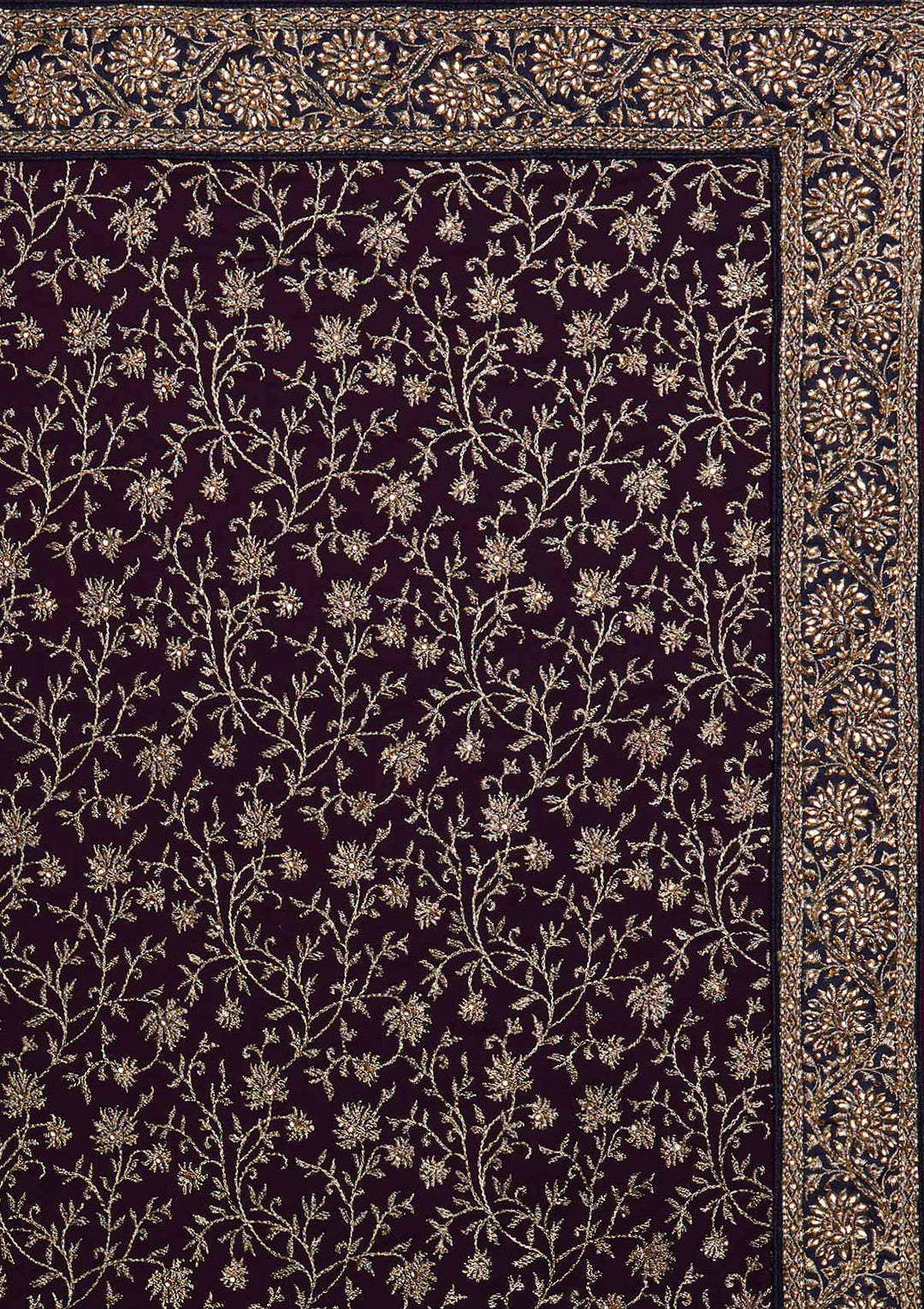Navy Blue Zariwork Georgette Designer Saree - Koskii
