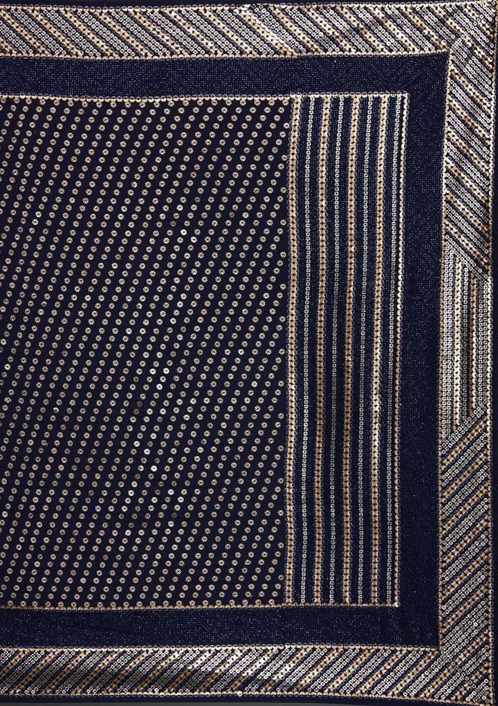 Navy Blue Zariwork Georgette Saree-Koskii