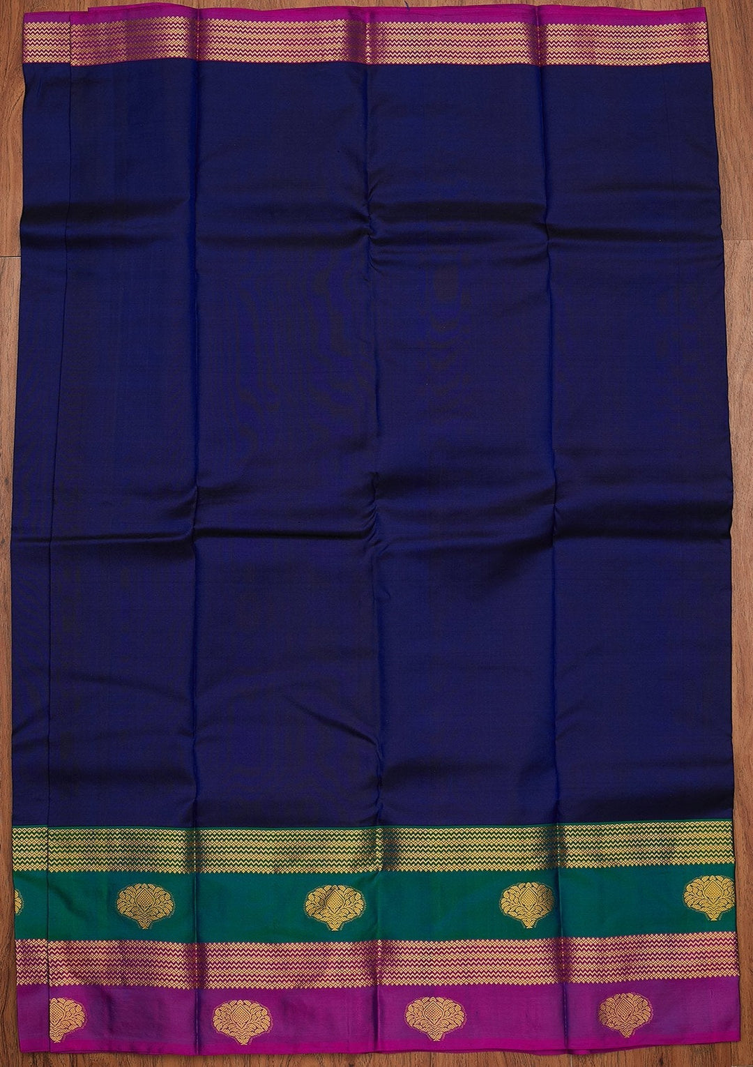 Navy Blue Zariwork Pure Silk Designer Saree - koskii