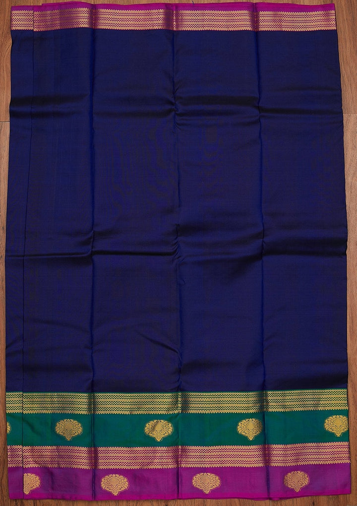 Navy Blue Zariwork Pure Silk Designer Saree - koskii