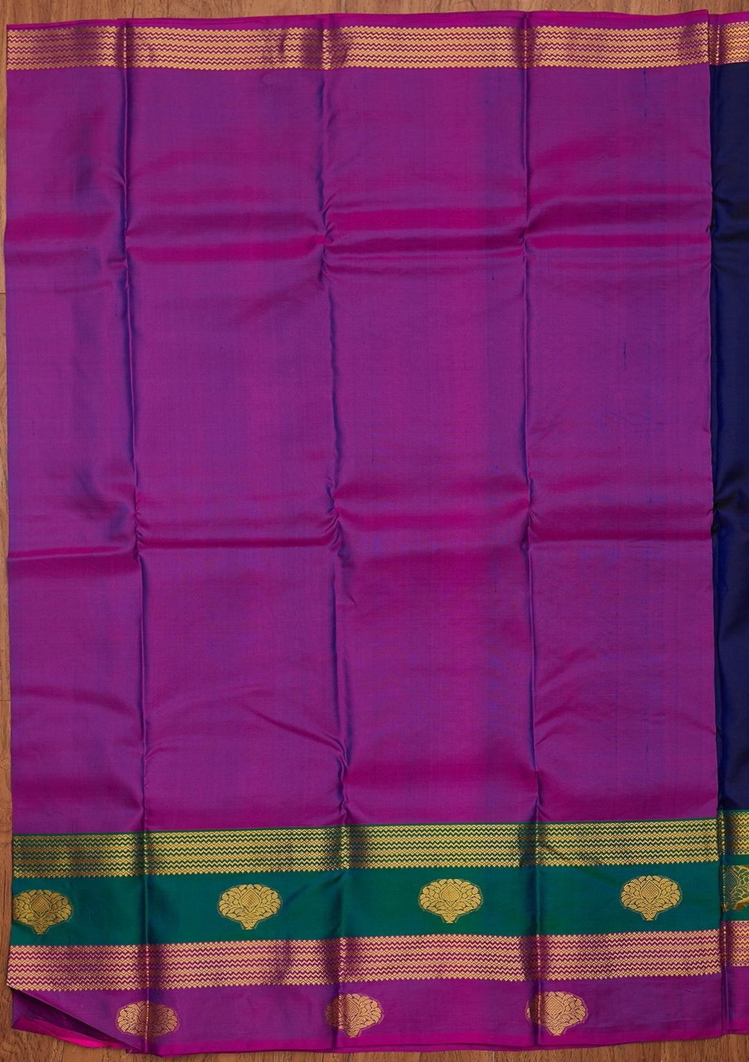 Navy Blue Zariwork Pure Silk Designer Saree - koskii