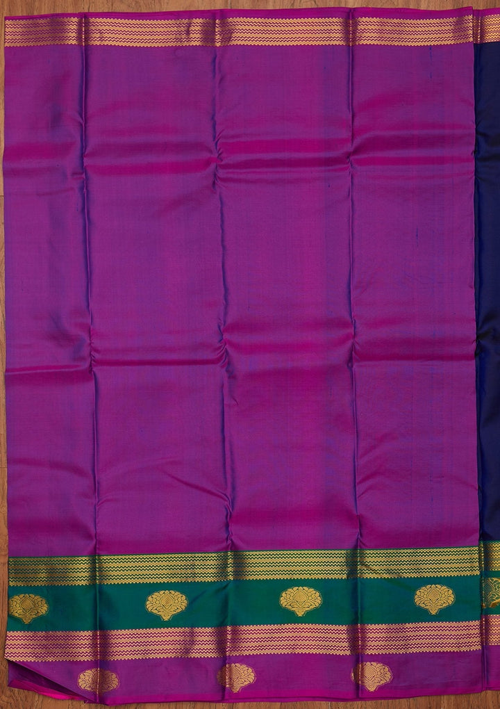Navy Blue Zariwork Pure Silk Designer Saree - koskii