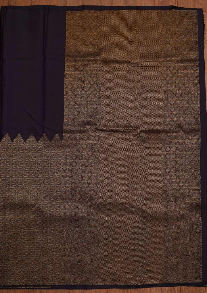 Navy Blue Zariwork Pure Silk Designer Saree - koskii