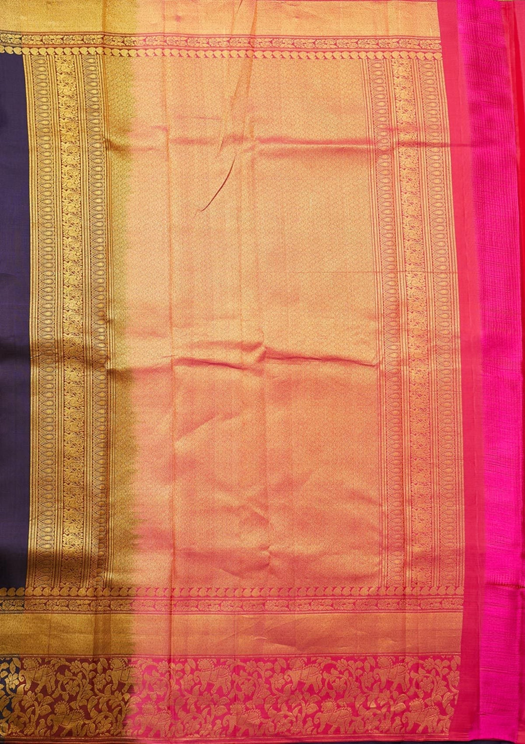 Navy Blue Zariwork Pure Silk Designer Saree - koskii