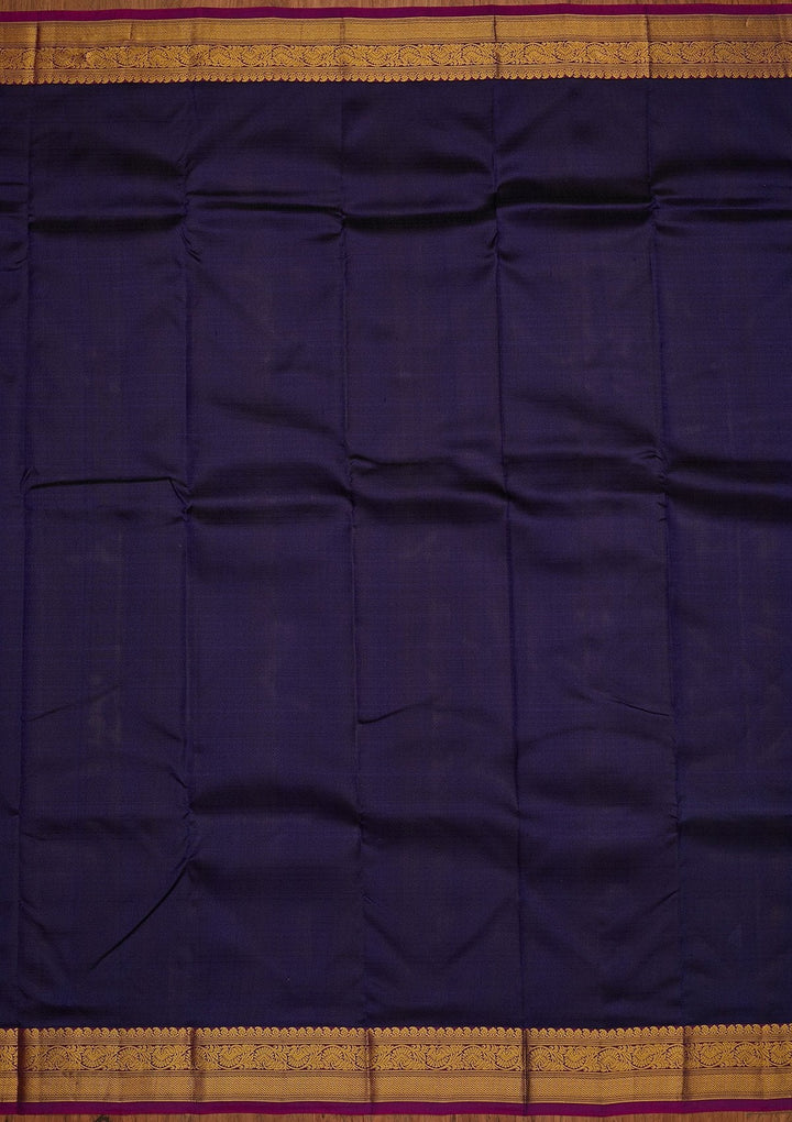 Navy Blue Zariwork Pure Silk Designer Saree - koskii