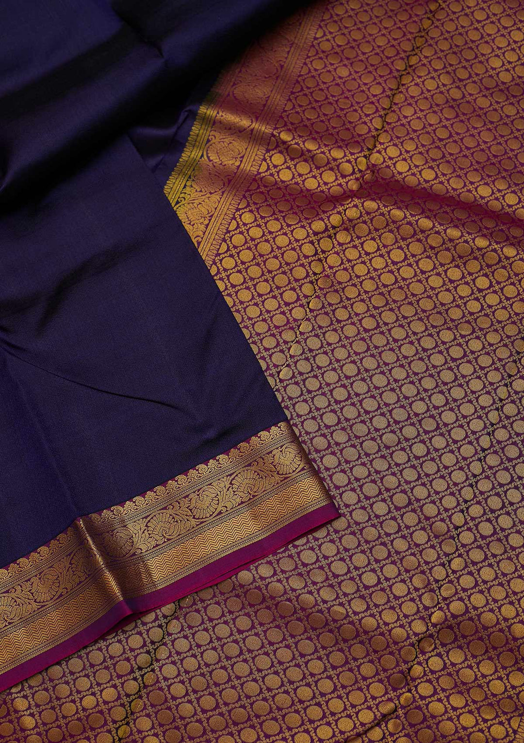 Navy Blue Zariwork Pure Silk Designer Saree - koskii
