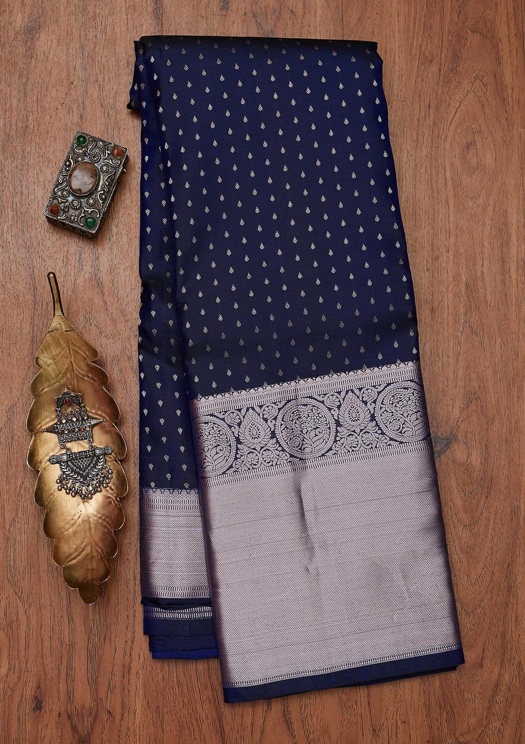 Navy blue pure silk saree best sale
