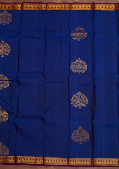 Navy Blue Zariwork Pure Silk Designer Saree - Koskii