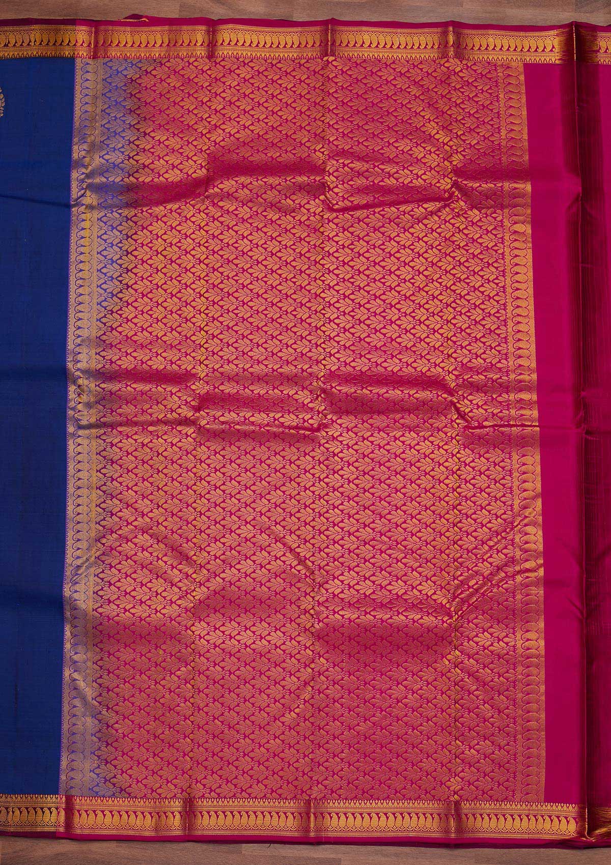 Navy Blue Zariwork Pure Silk Designer Saree - Koskii