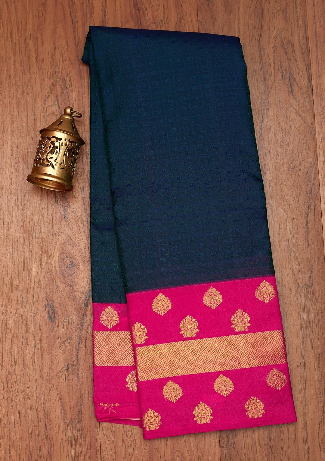 Navy Blue Zariwork Pure Silk Saree- Koskii