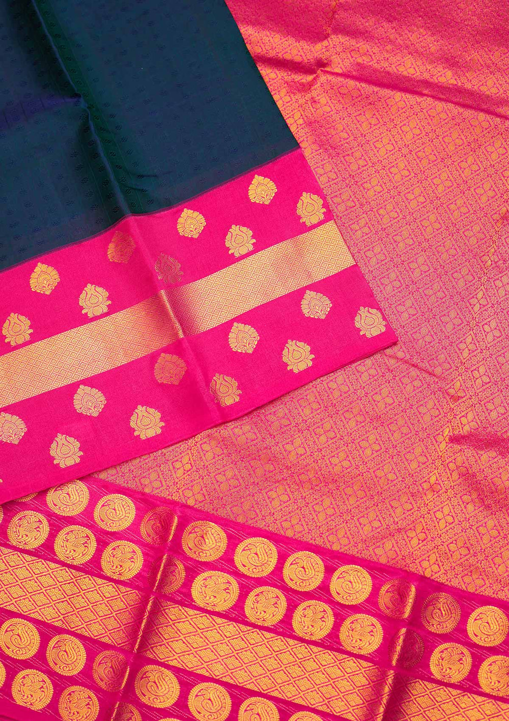 Navy Blue Zariwork Pure Silk Saree - Koskii
