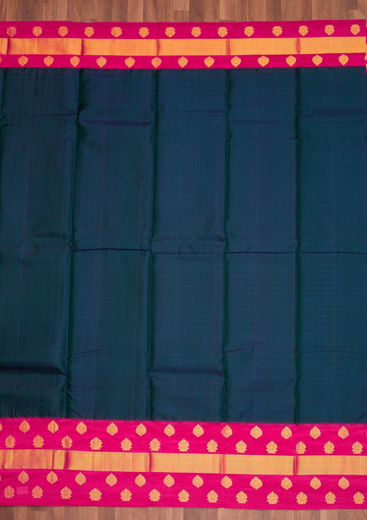 Navy Blue Zariwork Pure Silk Saree - Koskii