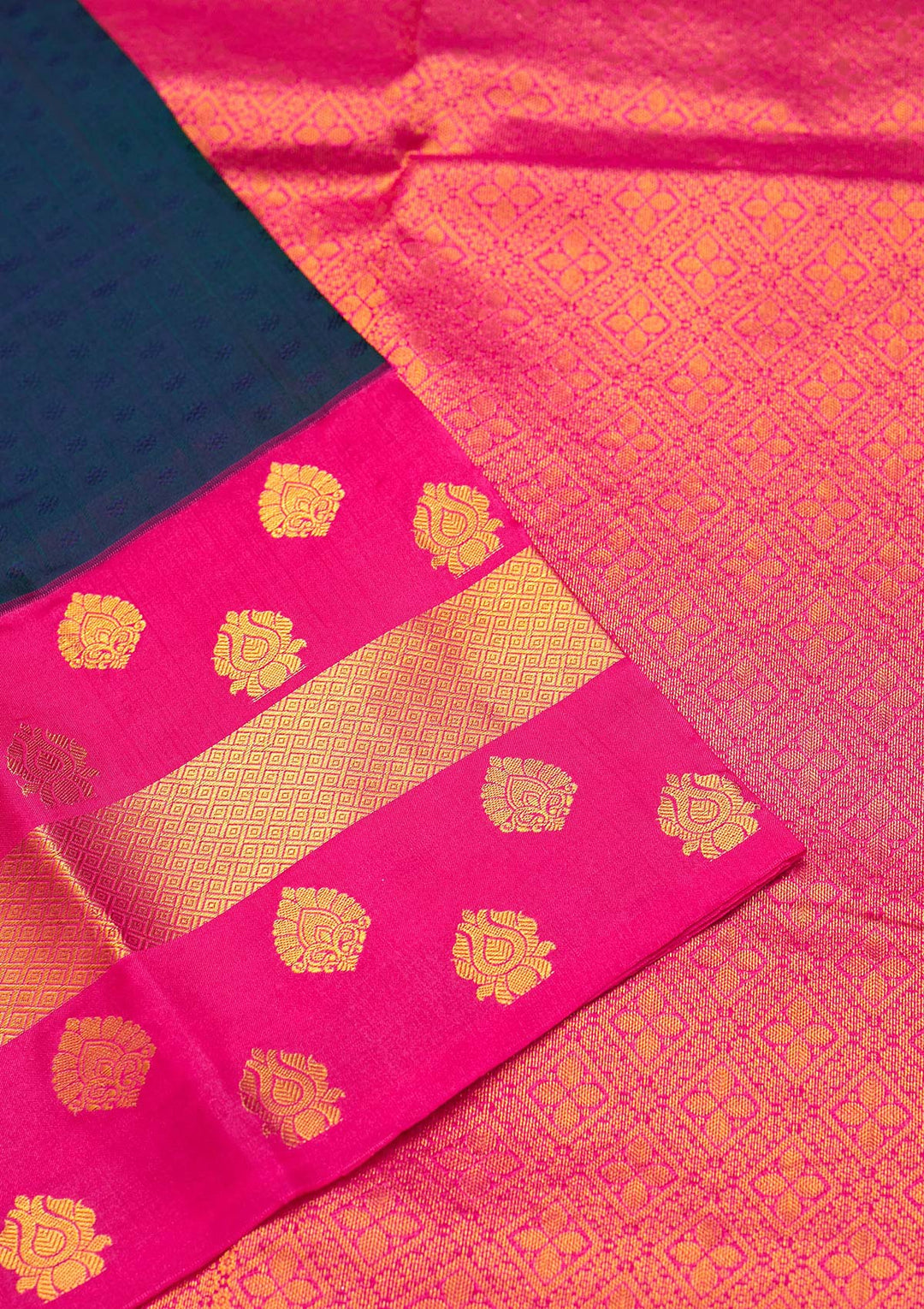 Navy Blue Zariwork Pure Silk Saree - Koskii