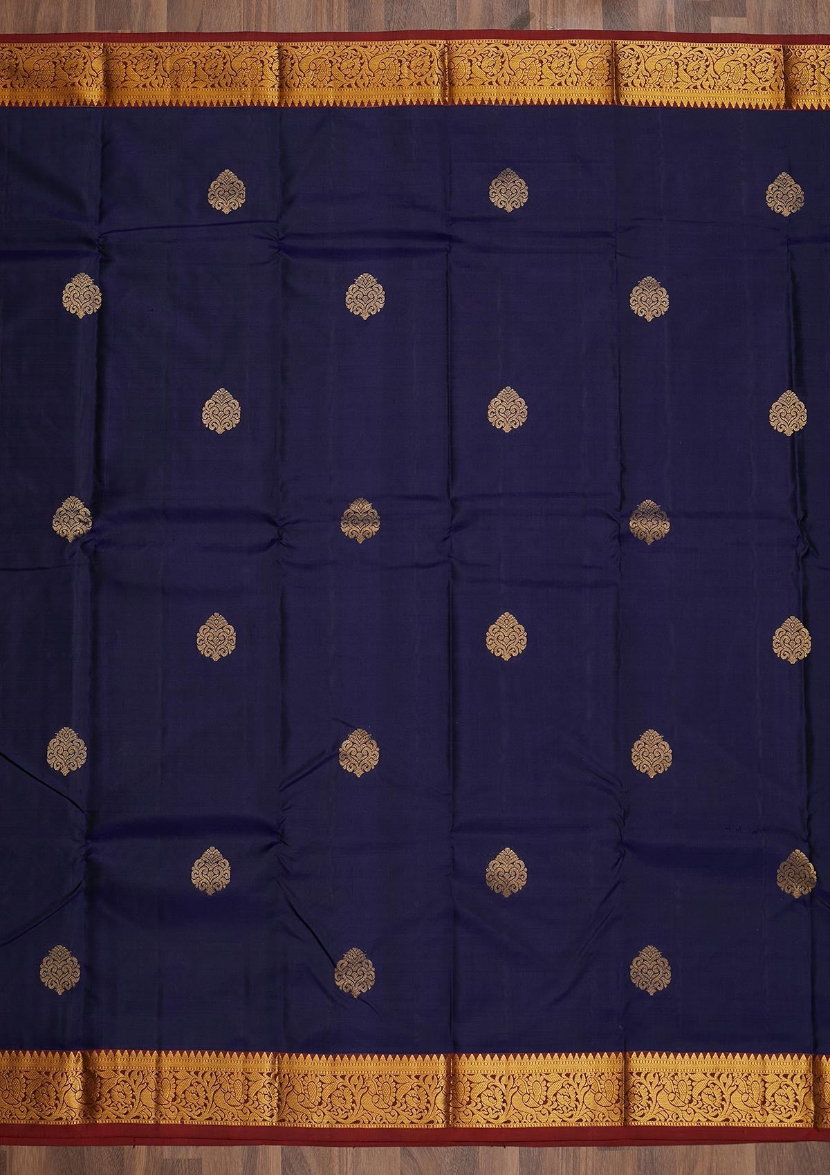 Navy Blue Zariwork Pure Silk Saree-Koskii