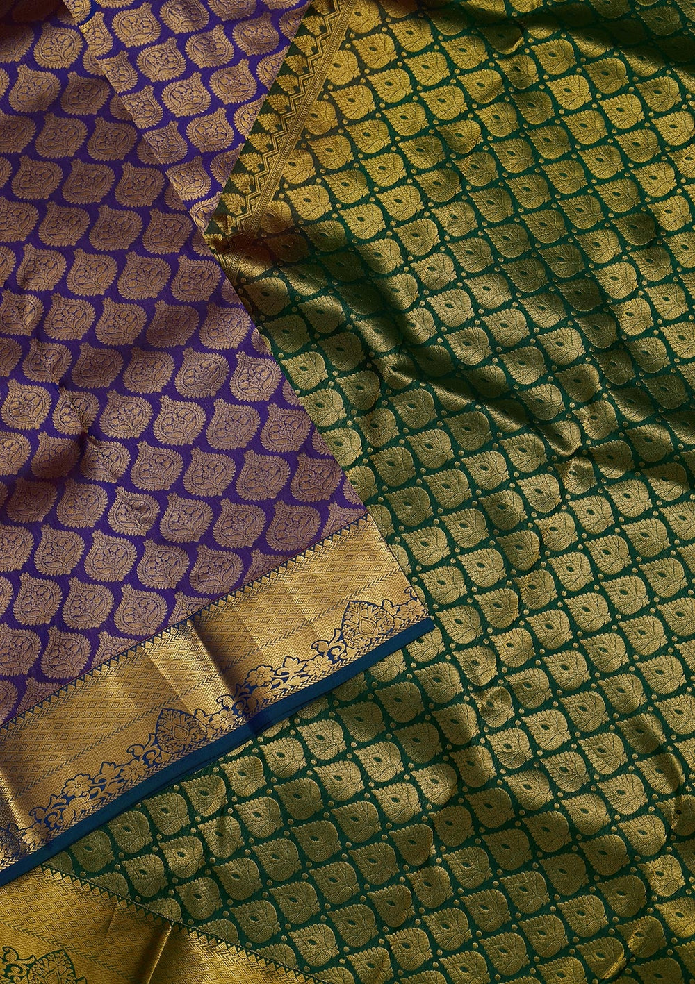 Navy Blue Zariwork Pure Silk Saree-Koskii