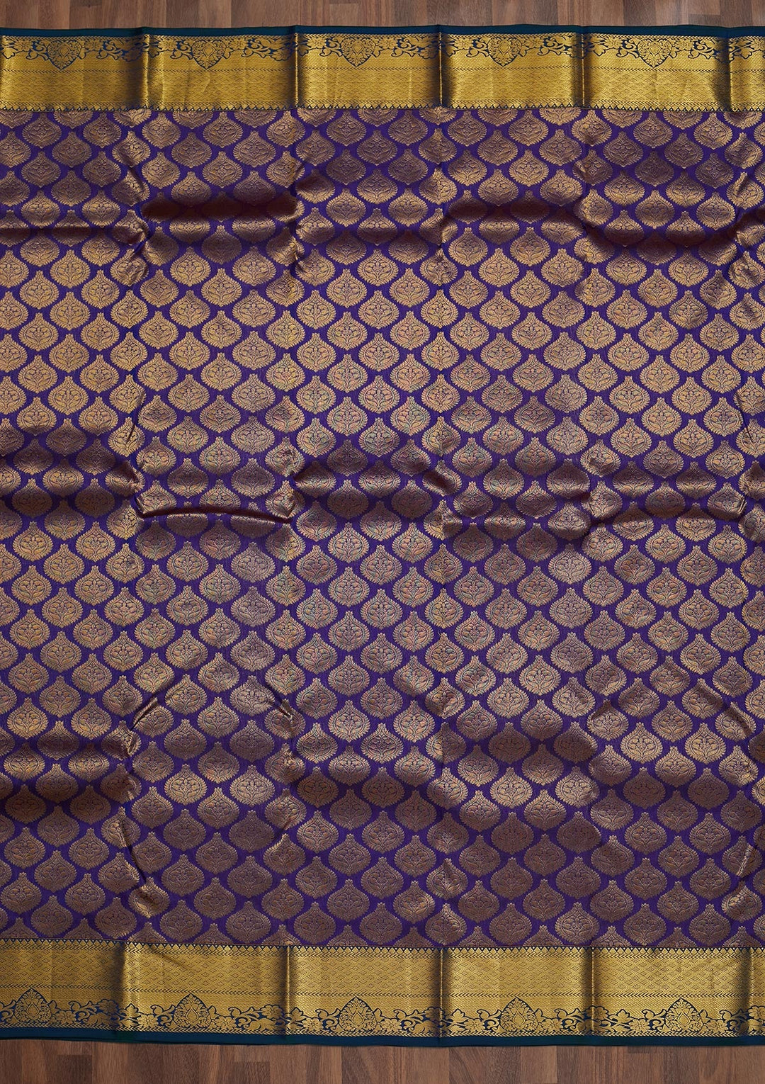 Navy Blue Zariwork Pure Silk Saree-Koskii