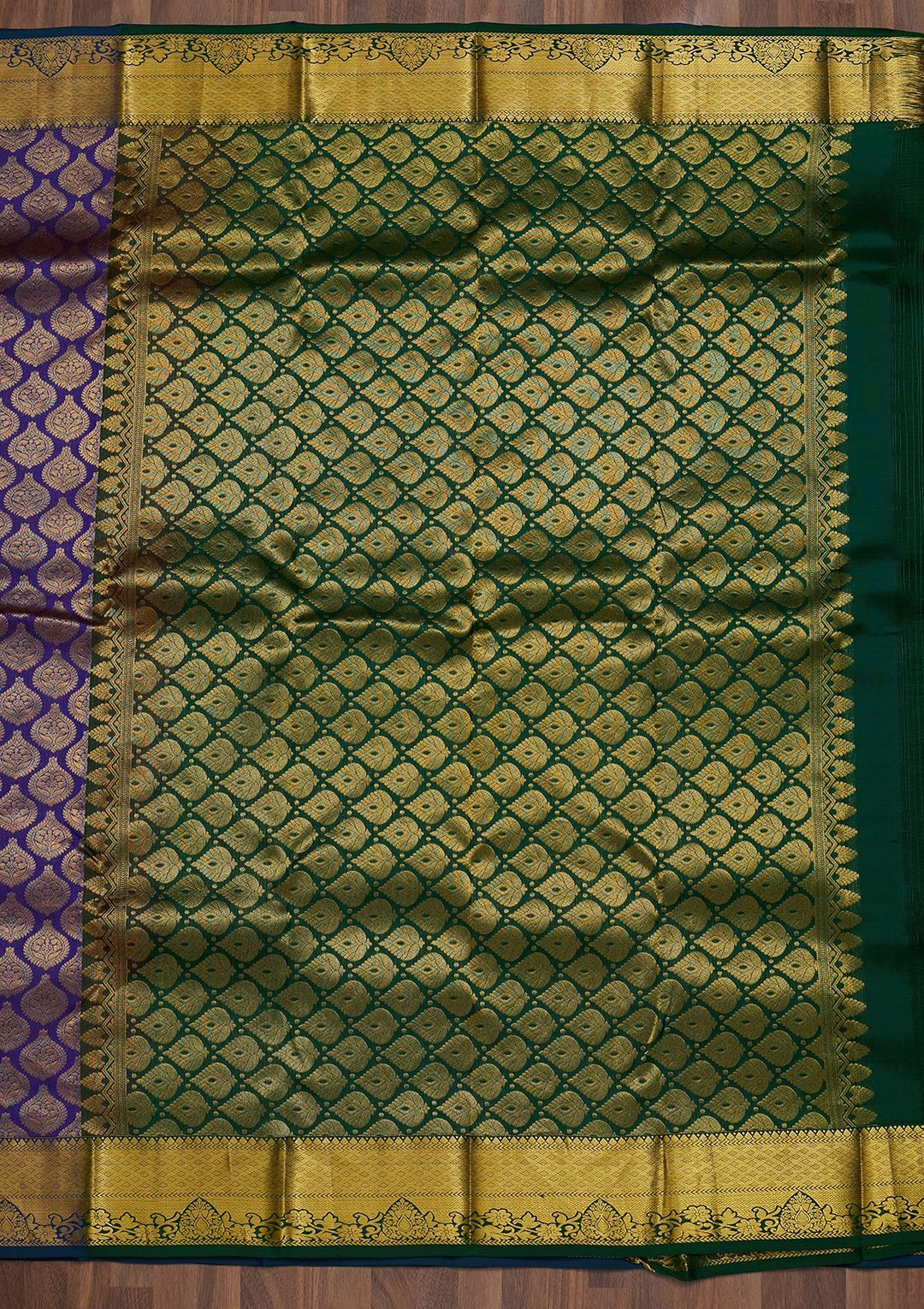 Navy Blue Zariwork Pure Silk Saree-Koskii