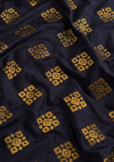 Navy Blue Zariwork Raw Silk Dupatta-Koskii