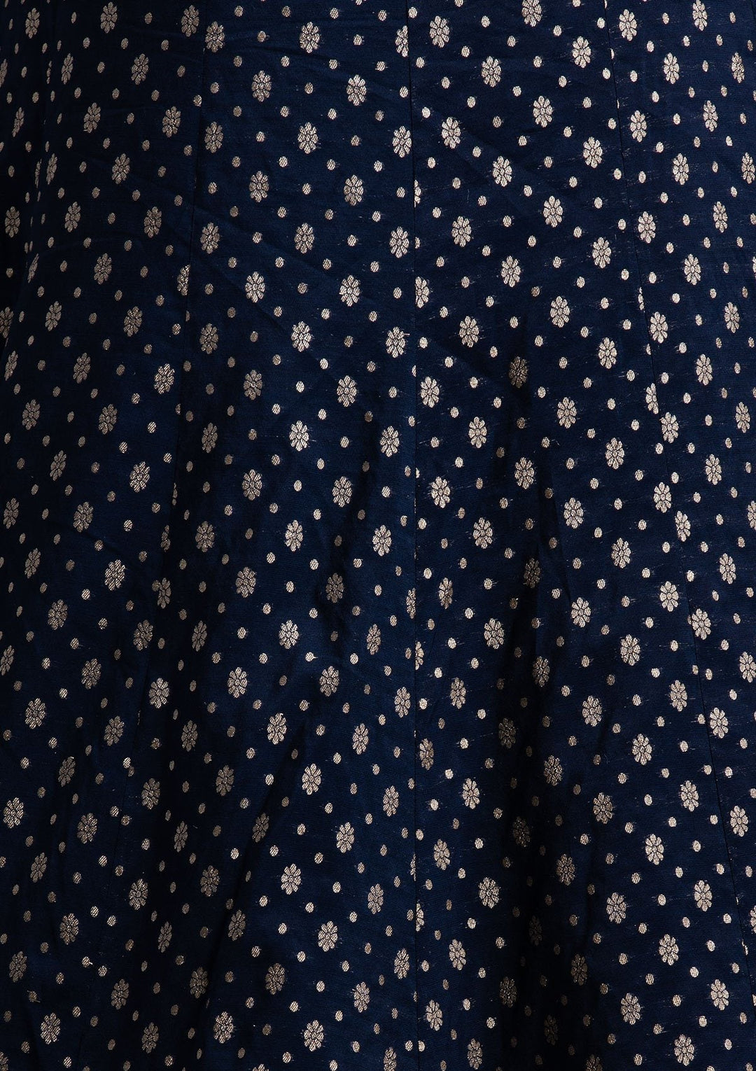 Navy Blue Zariwork Raw Silk Designer Skirt - koskii