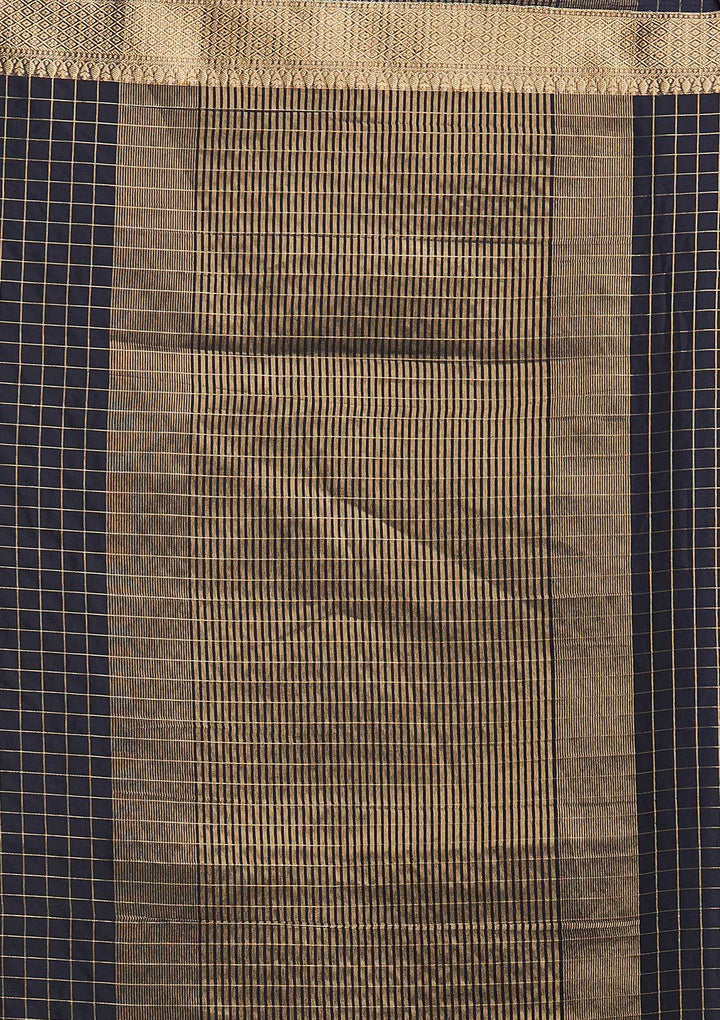 Navy Blue Zariwork Tissue Designer Saree - koskii