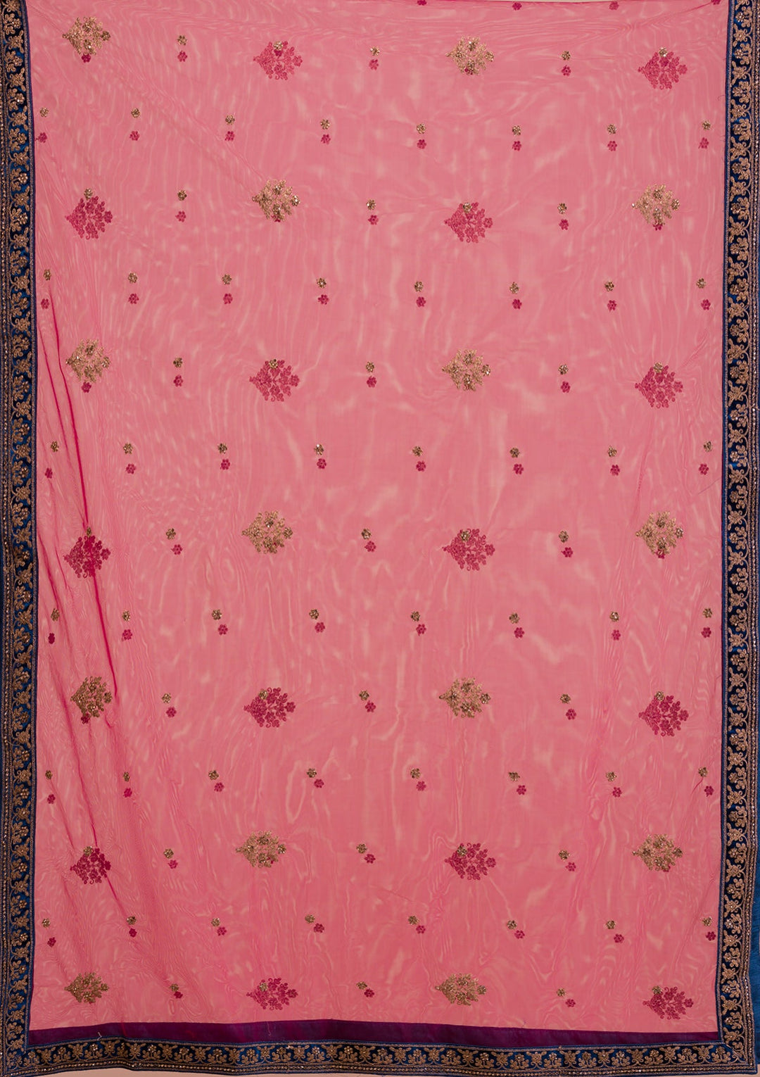 Navy Blue Stonework Velvet Readymade Lehenga-Koskii