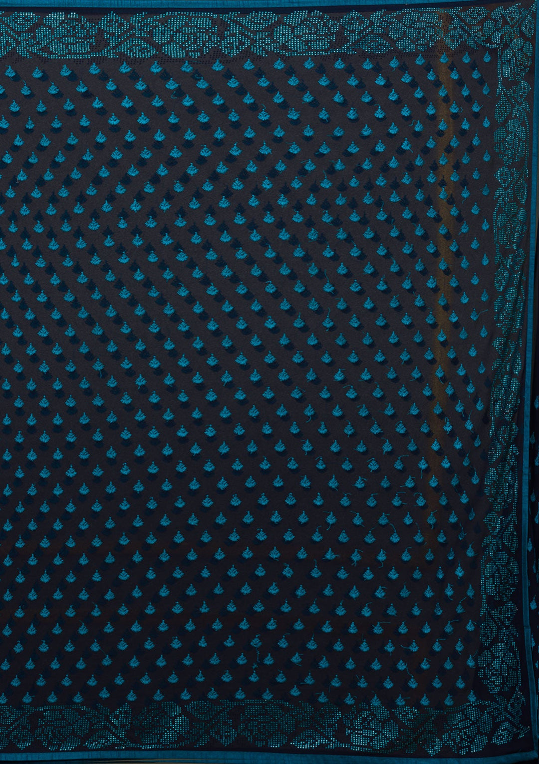 Navy Blue Swarovski Georgette Saree-Koskii