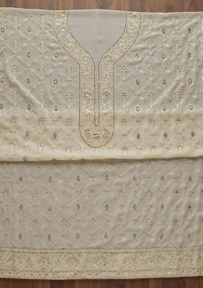 Off White Gotapatti Georgette Semi-Stitched Salwar Suit - Koskii