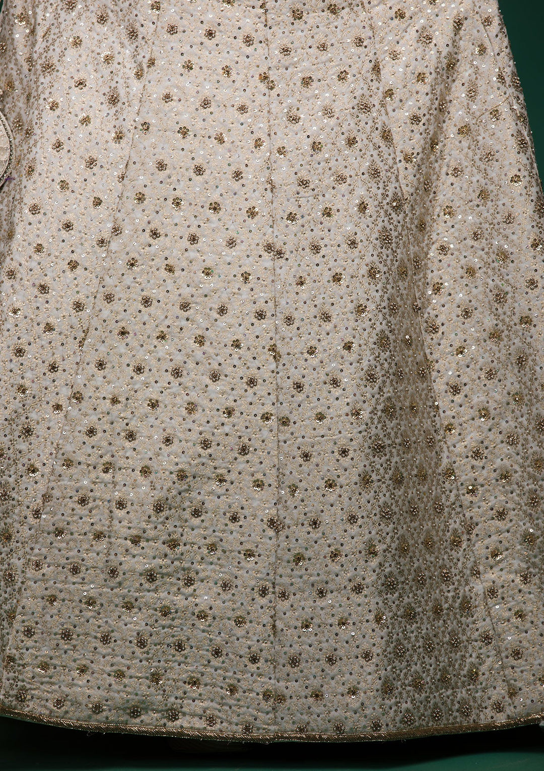 Off White Zardosi Raw Silk Lehenga-koskii