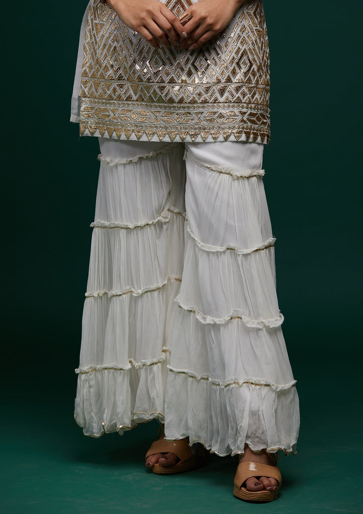 Off White Zariwork Georgette Designer Salwar Suit - Koskii