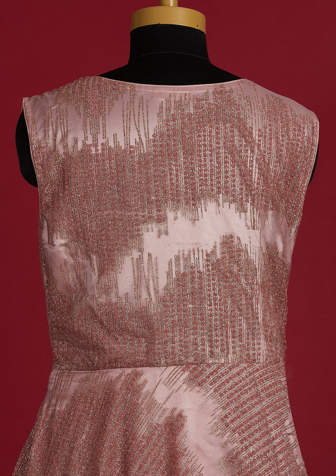 Onion Pink Glitter Net Designer Gown - Koskii