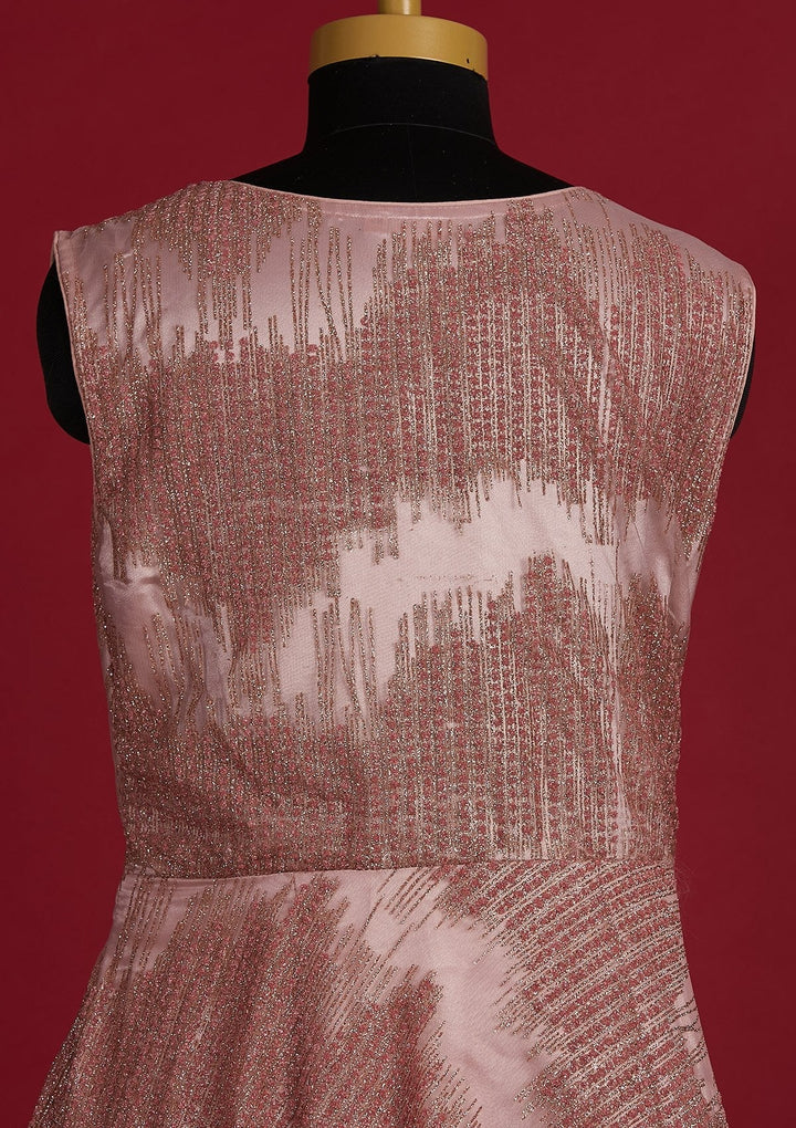 Onion Pink Glitter Net Designer Gown - Koskii