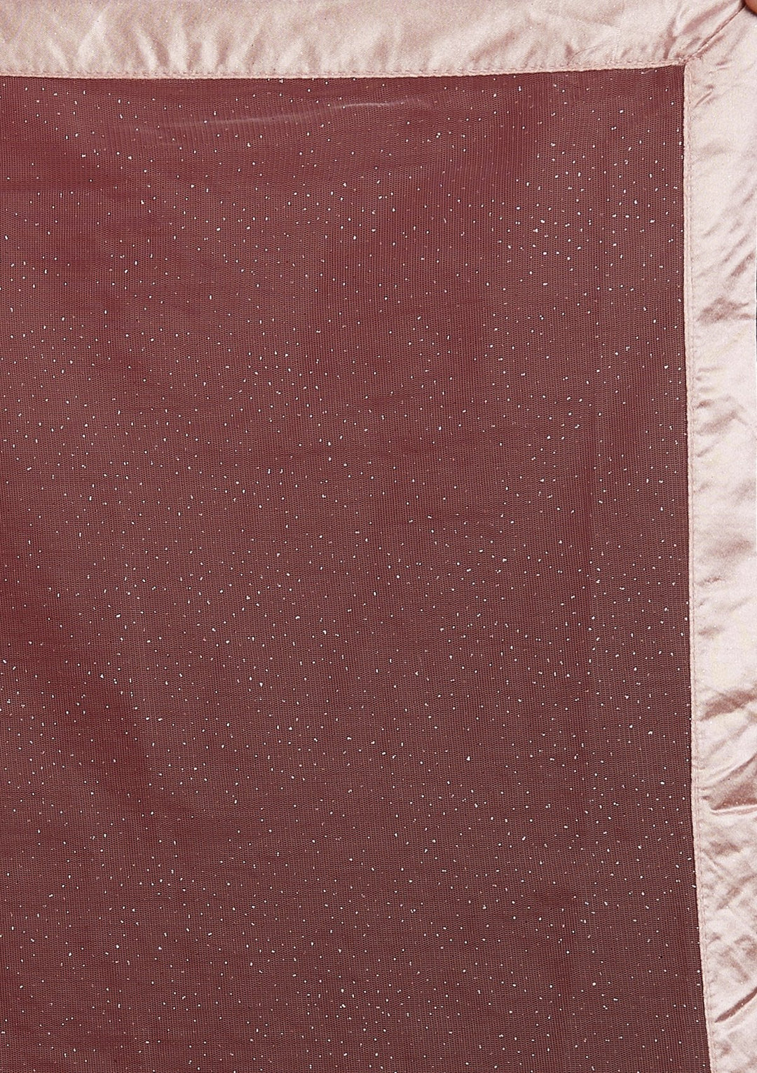 Onion Pink Glitter Net Designer Gown - Koskii