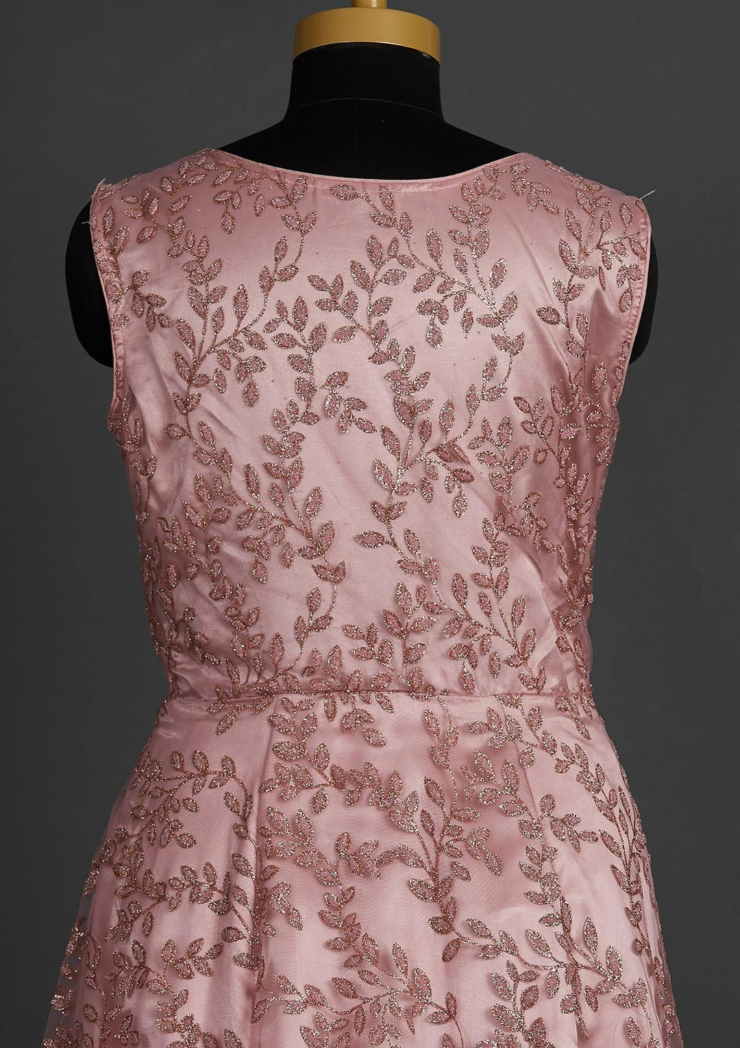 Onion Pink Glitter Net Designer Gown - Koskii