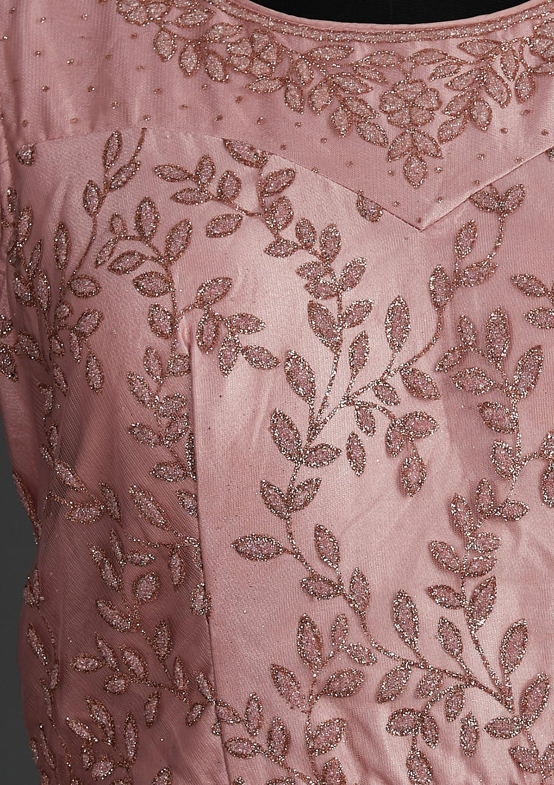 Onion Pink Glitter Net Designer Gown - Koskii