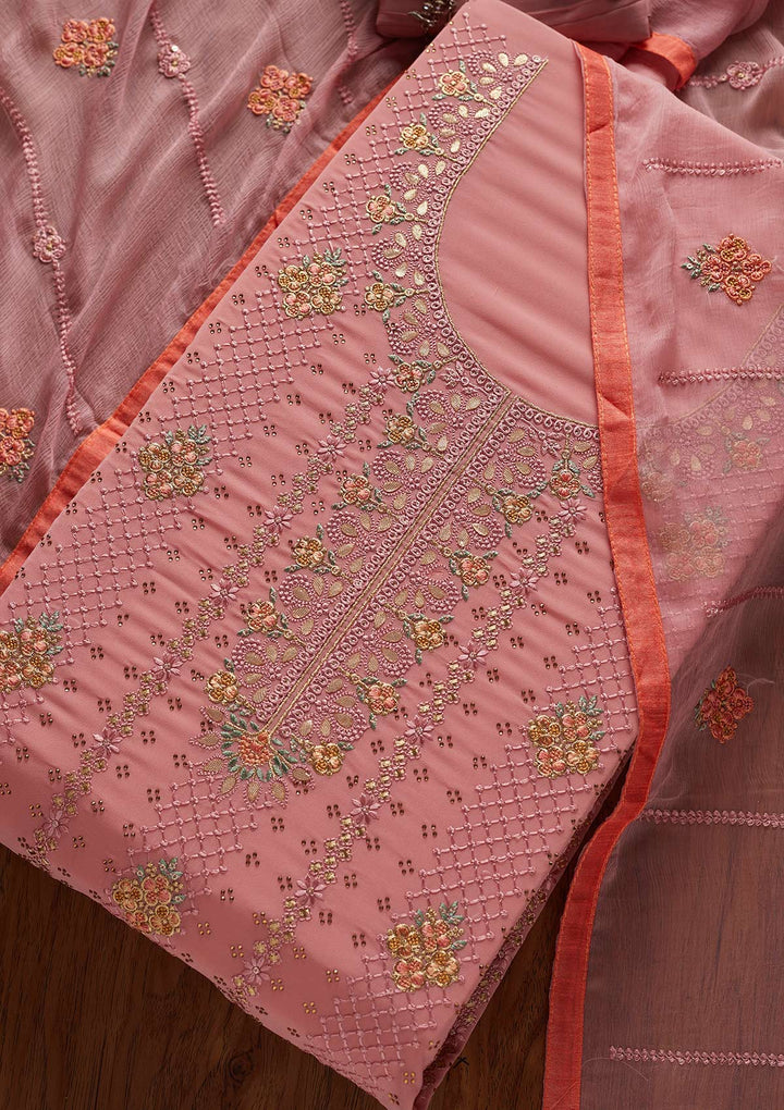 Onion Pink Gotapatti Georgette Designer Unstitched Salwar Suit - koskii