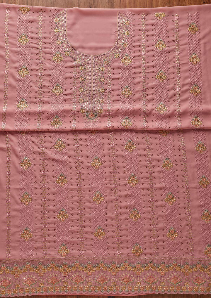 Onion Pink Gotapatti Georgette Designer Unstitched Salwar Suit - koskii