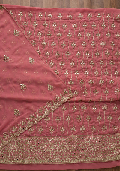 Onion Pink Gotapatti Georgette Unstitched Salwar Suit-Koskii