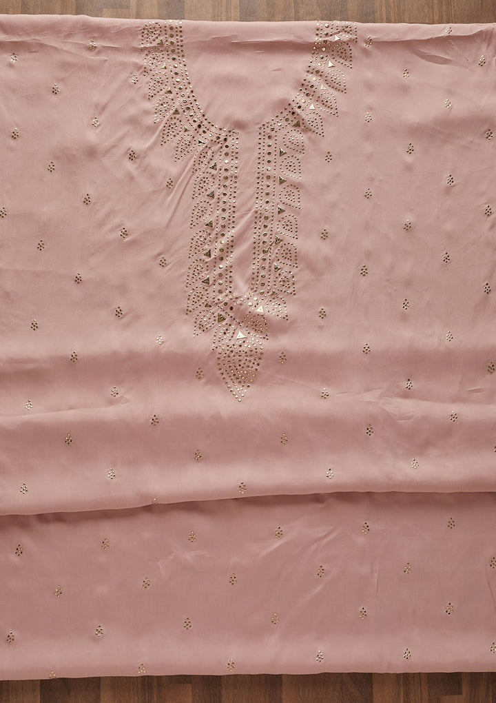 Onion Pink Gotapatti Semi Crepe Designer Unstitched Salwar Suit - Koskii