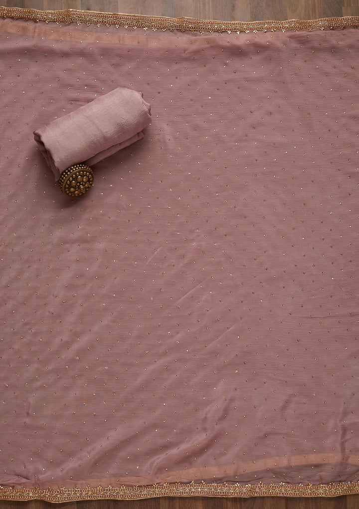 Onion Pink Gotapatti Semi Crepe Unstitched Salwar Suit - Koskii