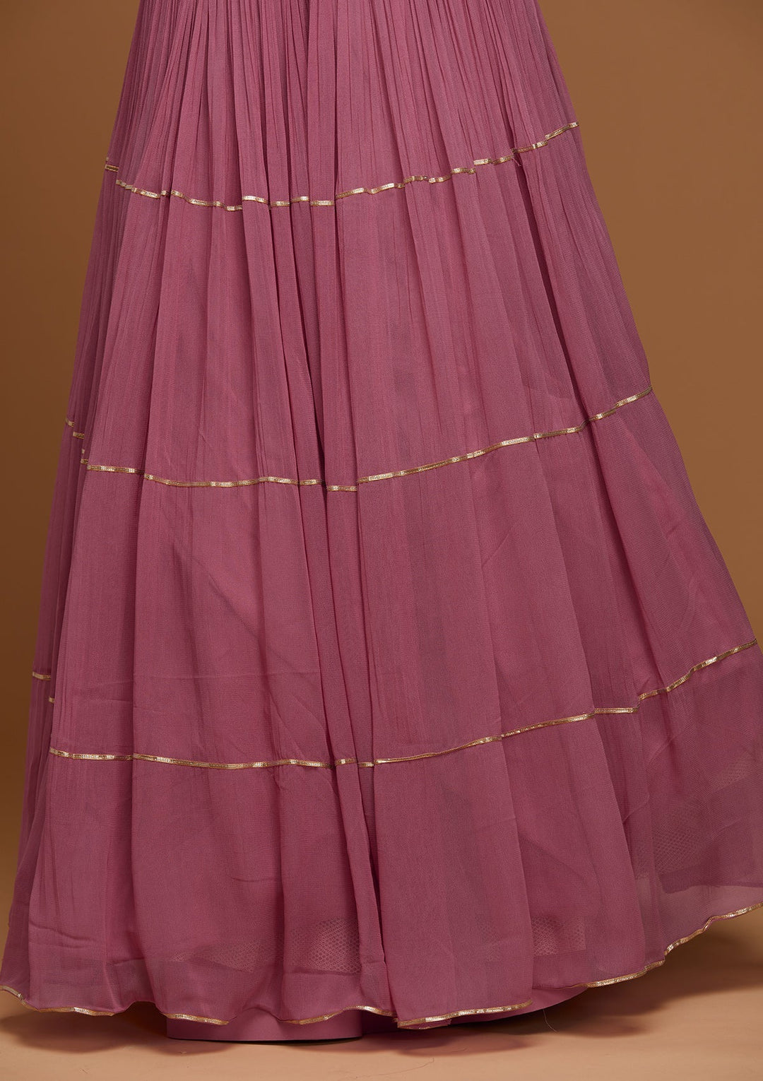 Onion Pink Print Georgette Designer Lehenga - Koskii