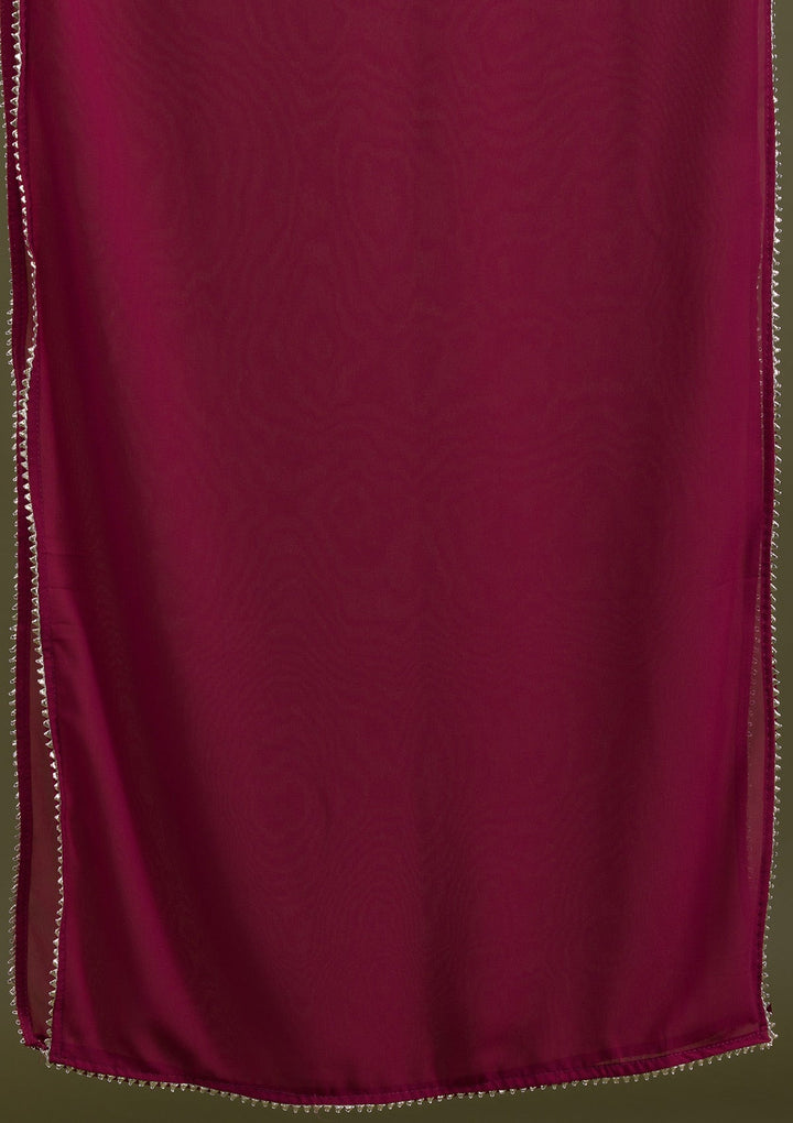 Onion Pink Sequins Georgette Readymade Salwar Suit-Koskii