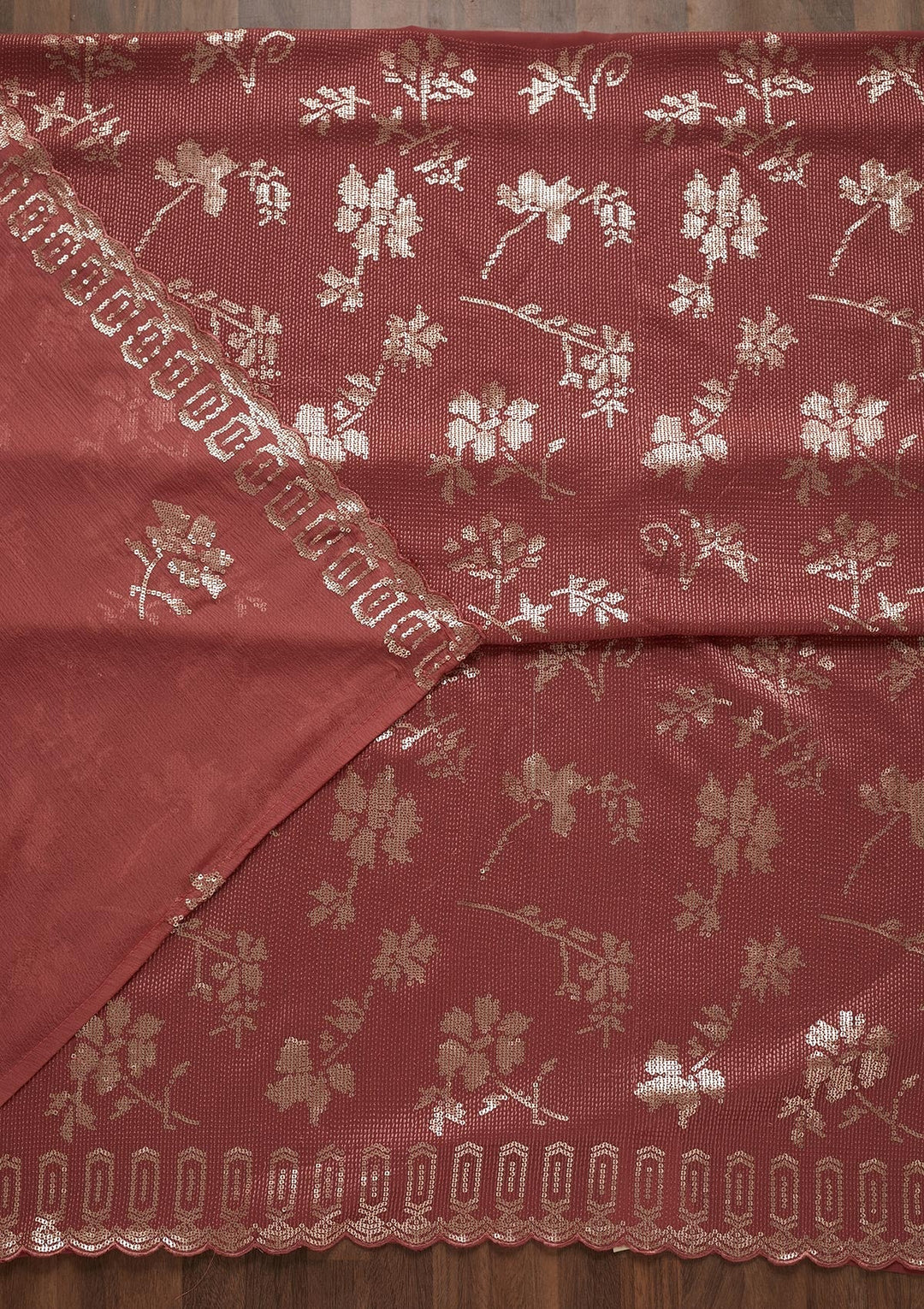 Onion Pink Sequins Georgette Unstitched Salwar Suit - Koskii
